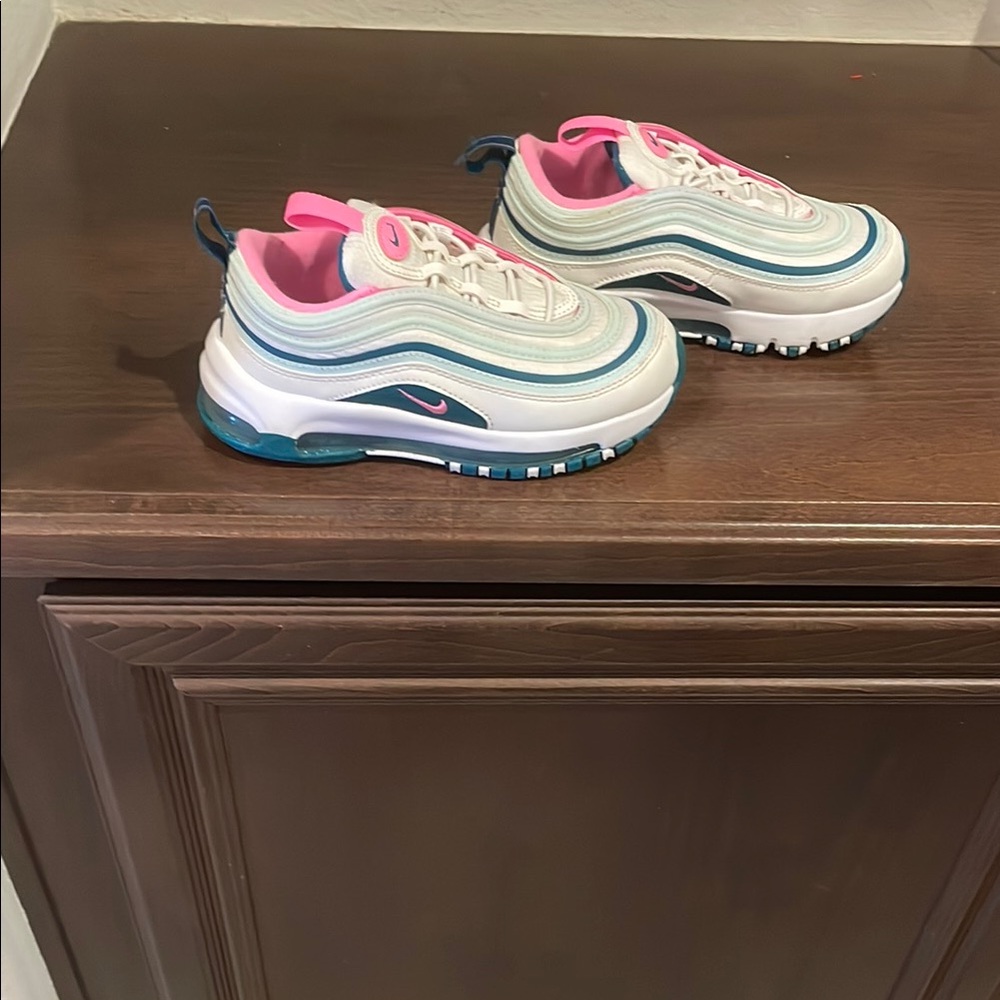 Nike White and Pink Sneakers Air Max 97